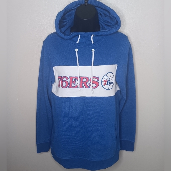 Philadelphia 76ers Women's Small NBA Hoodie Sweatshirt Adidas Blue Terry Cloth - Picture 1 of 10